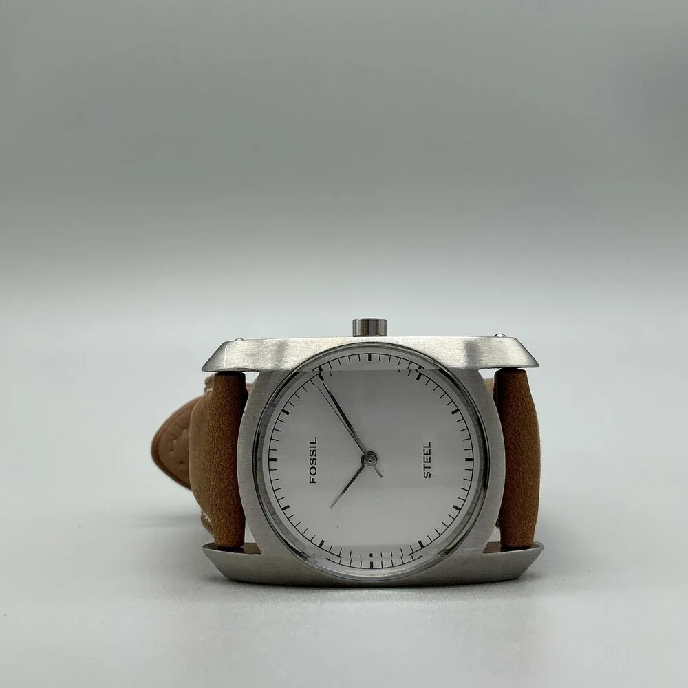 Fossil Arkitekt FS-2782 Men Watch 30mm Brown Leather Stainless Steel New Battery